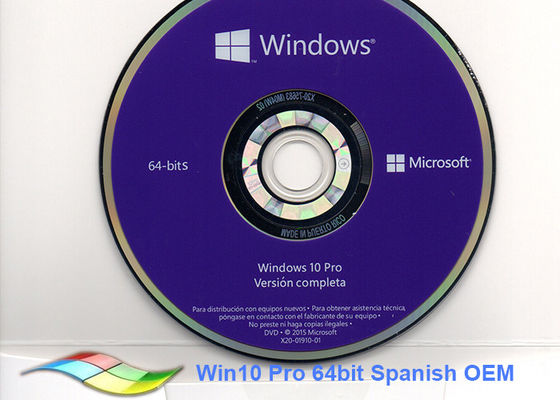 Chine Bit 64 Dvd de Windows 10 d'autocollant d'OEM de Windows 10 espagnols véritables de version pro fournisseur