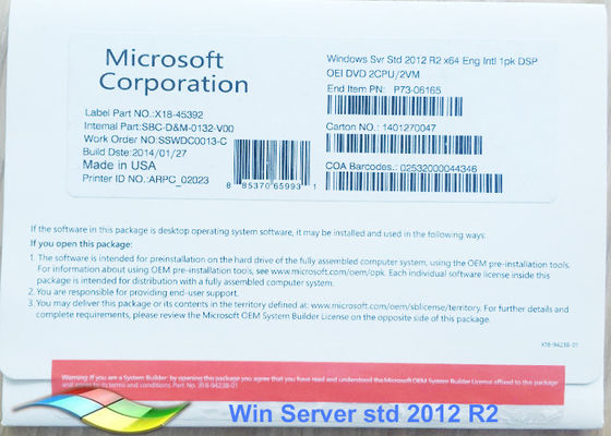 Chine Le paquet 2012 original d'OEM FPP de 100% Windows Server 64bit standard en ligne activent fournisseur