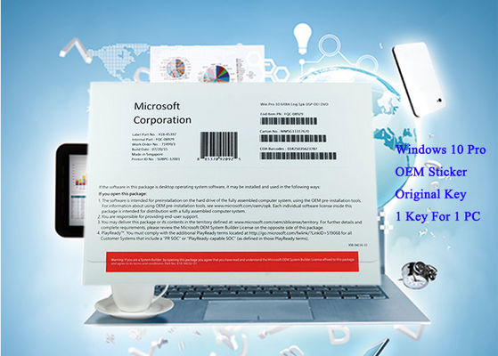 Chine Système informatique 1pk DSP DVD d'autocollant d'OEM de Windows 10 anglais de paquet de version pro fournisseur