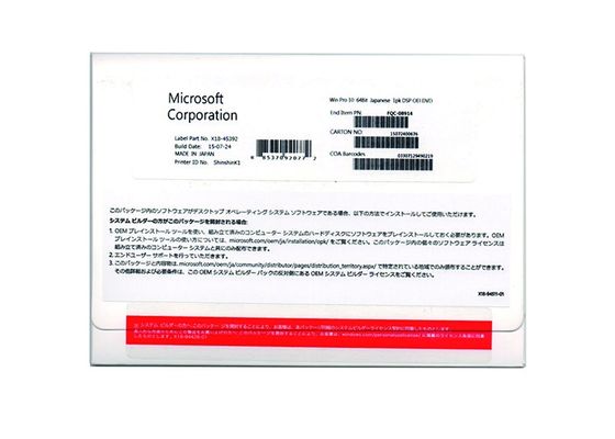 Chine Version professionnelle FQC-08914 de Janpanese d'autocollant de bit d'OEM 64 de Microsoft Windows 10 fournisseur